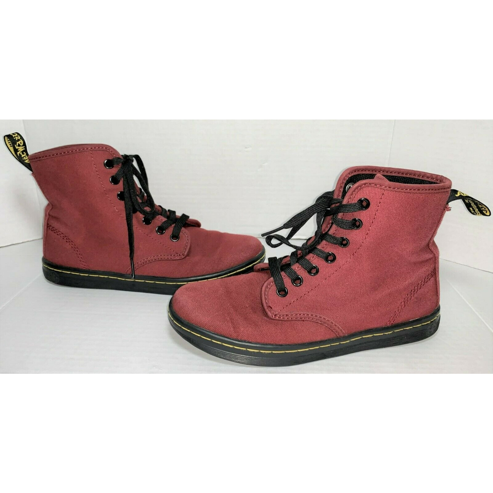Dr Doc Martens Shoreditch Maroon Red High-Top Lace-Up Ankle Boots Shoes Womens 6